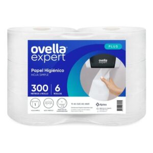 Higiénico Ovella 6 Rollos de 300Mts Hoja Simple (para dispensador)