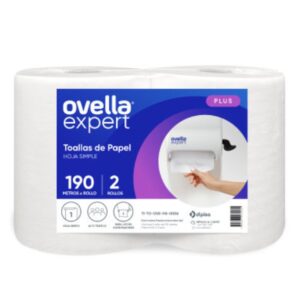 Toalla de Papel 2x190M Hoja Simple Ovella (para dispensador de palanca)